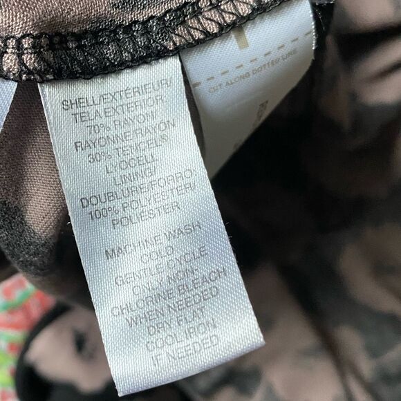 LOFT soft fit & flare dress sz small A line black neutral tones EUC rayon tencel - Picture 9 of 13